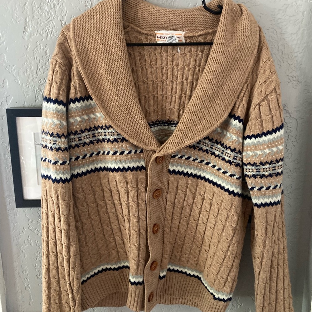 Arrested Development Tobias Funke Shawl Collar Cardigan with Pattern, Size L